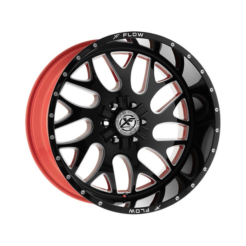 XF Flow Offroad Gloss Black & Red XFX-301 Wheels | RealTruck