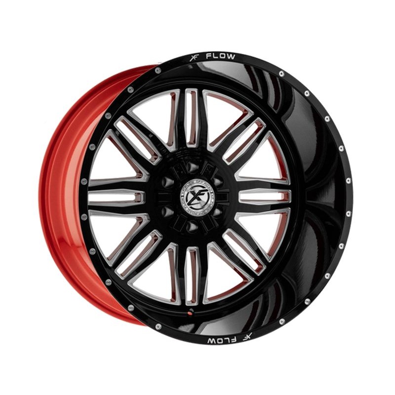 XF Flow Offroad Gloss Black & Red XFX-303 Wheels | RealTruck