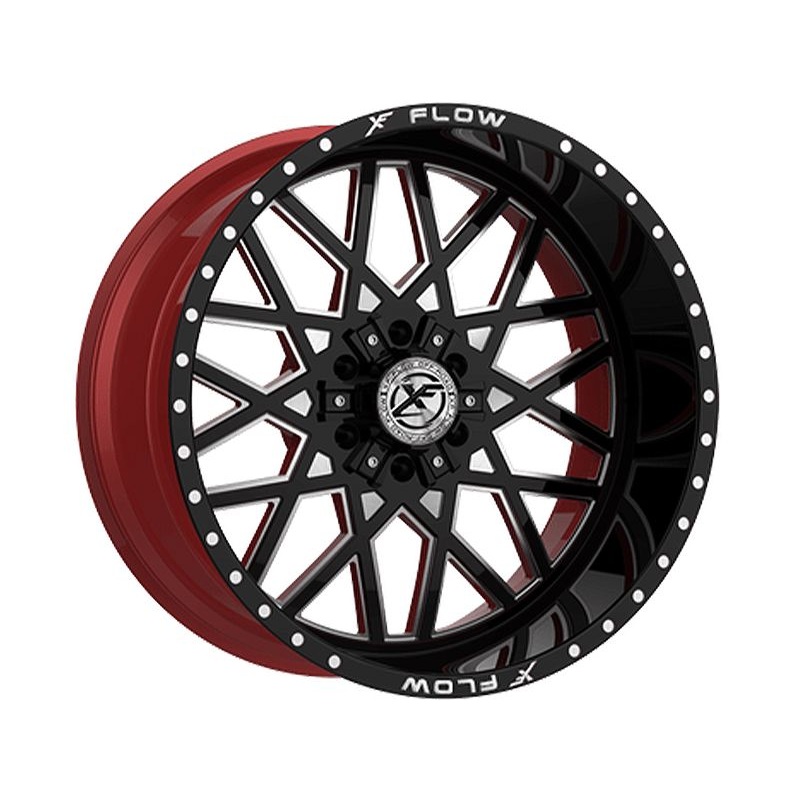 XF Flow Offroad Gloss Black & Red XFX-307 Wheels | RealTruck