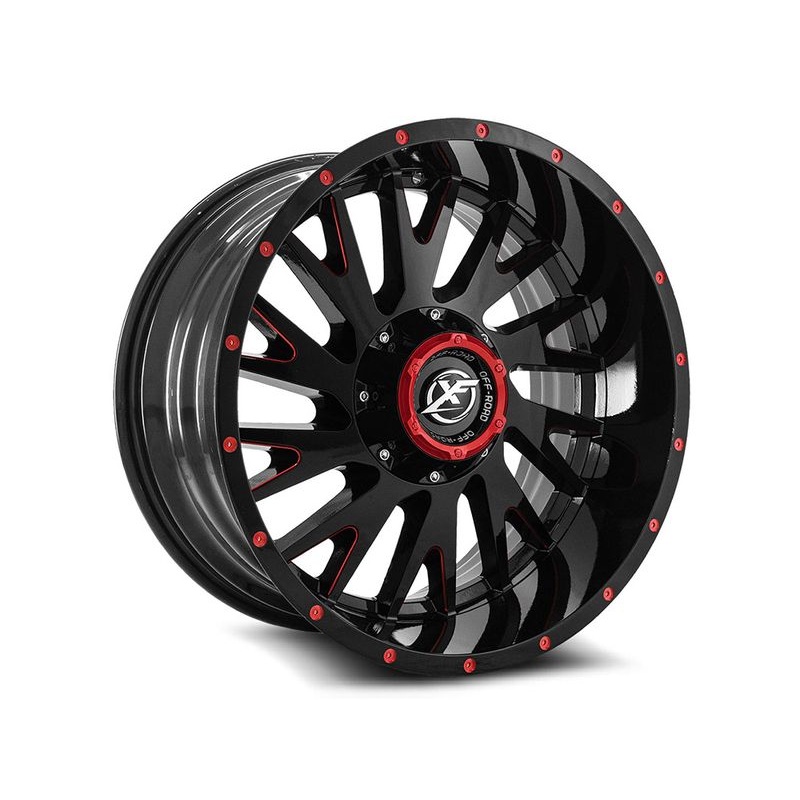 XF Offroad Gloss Black & Red XF-221 Wheels | RealTruck