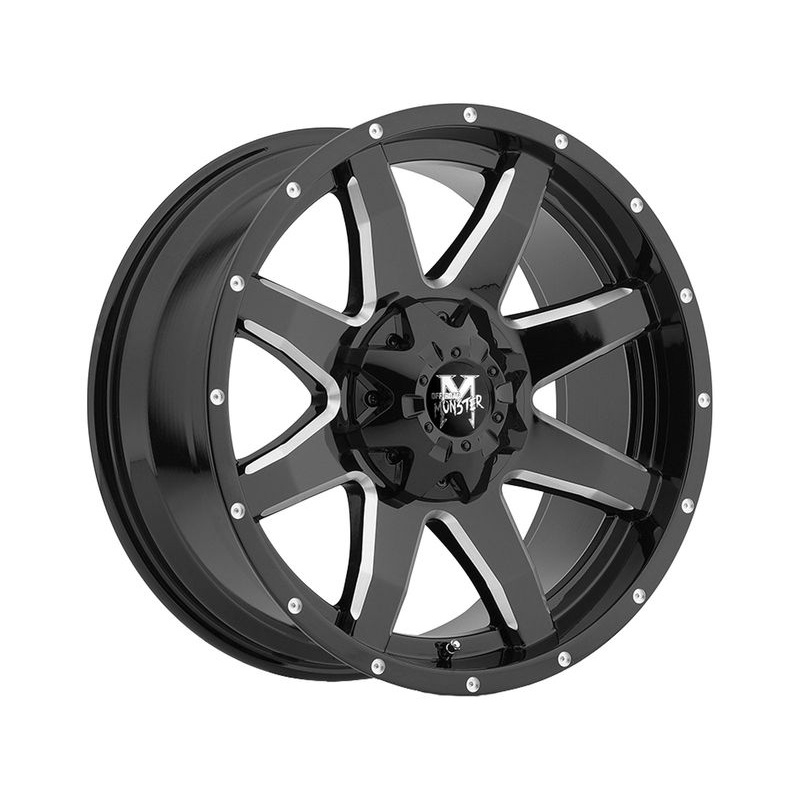 Off-Road Monster Milled Gloss Black M08 Wheels | RealTruck