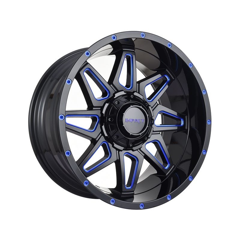 Impact Off-Road Gloss Black & Blue 807 Wheels | RealTruck