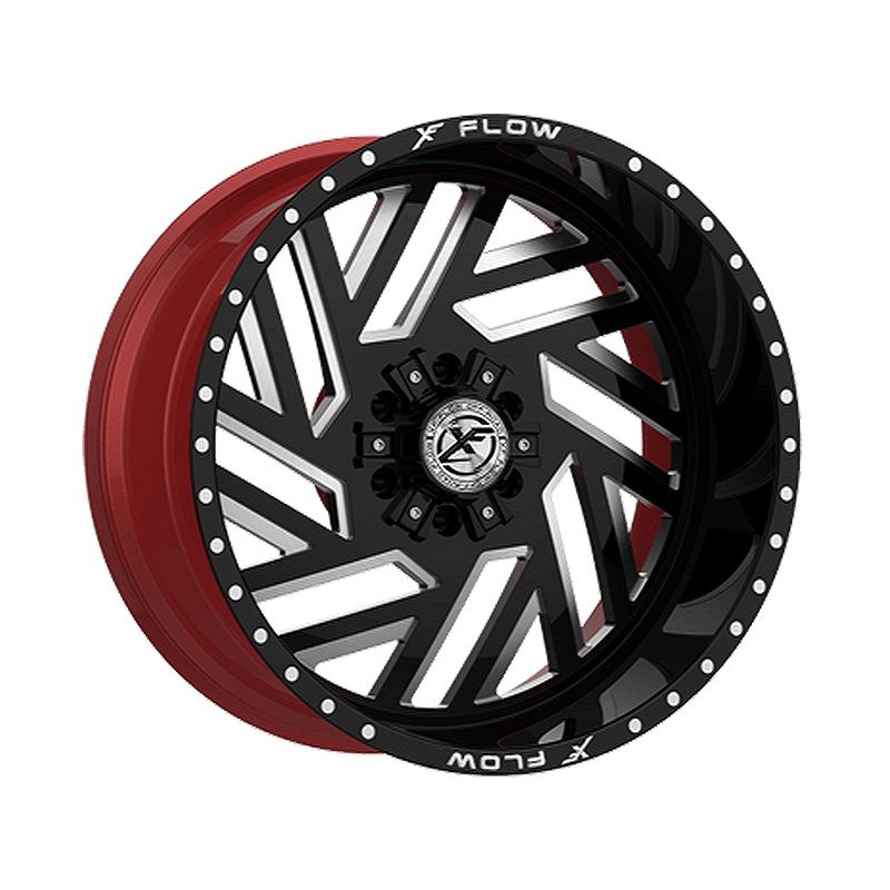 XF Flow Offroad Gloss Black & Red XFX-304 Wheels | RealTruck