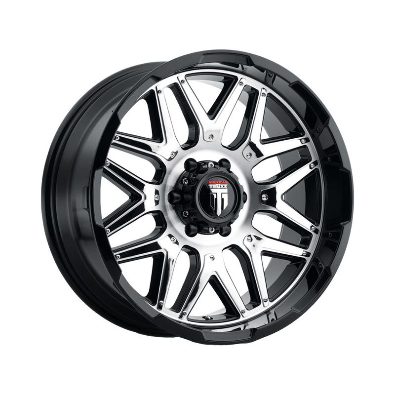 American Truxx Machined Gloss Black & Chrome Inserts AT-151 Grind Wheels | RealTruck