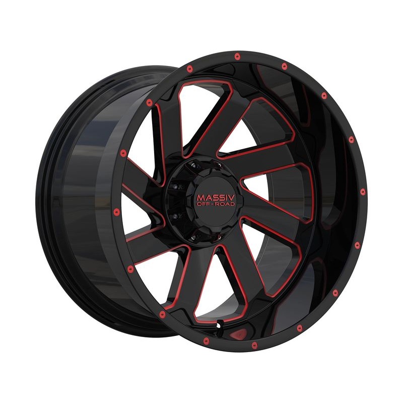 Massiv Off-Road Gloss Black & Red OR-4 Wheels | RealTruck