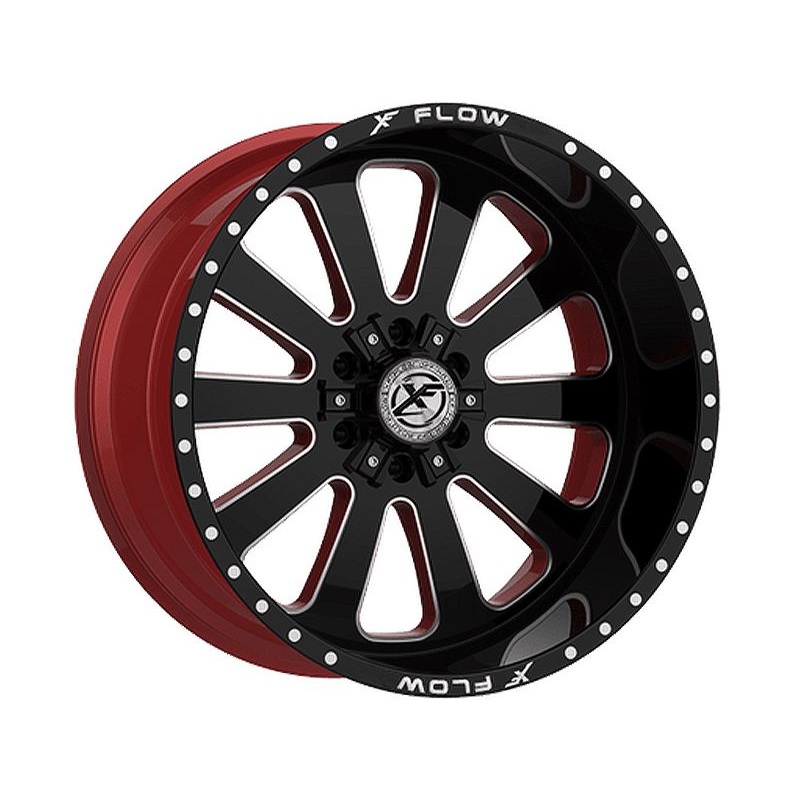 XF Flow Offroad Gloss Black & Red XFX-302 Wheels | RealTruck