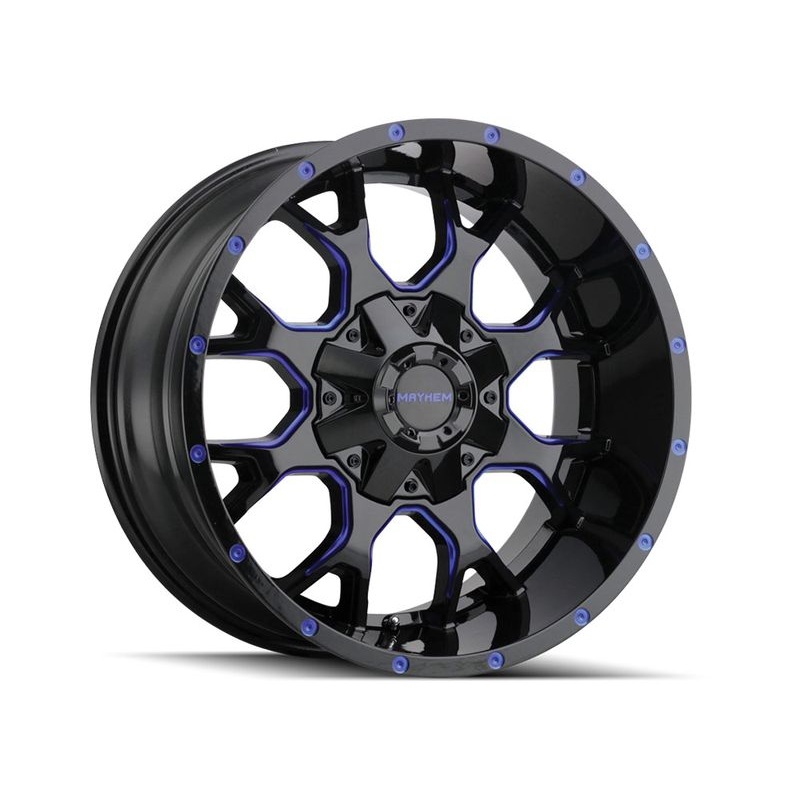 Mayhem Gloss Black & Blue Warrior Wheels | RealTruck