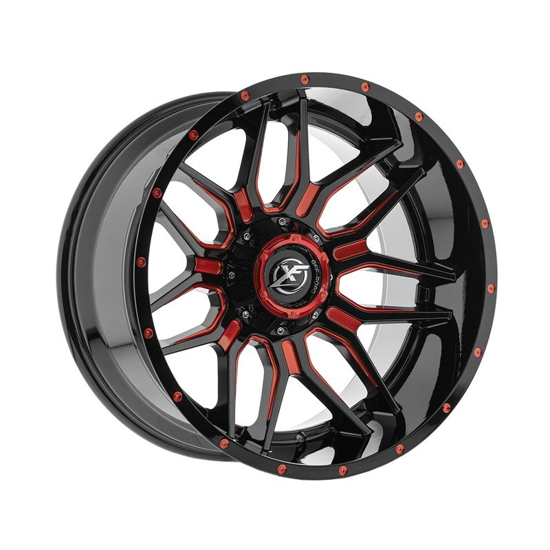XF Offroad Gloss Black & Red XF-222 Wheels | RealTruck