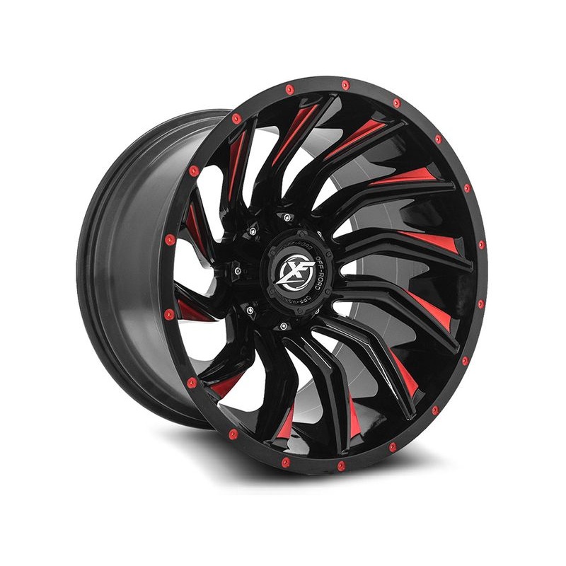 XF Offroad Gloss Black & Red XF-224 Wheels | RealTruck