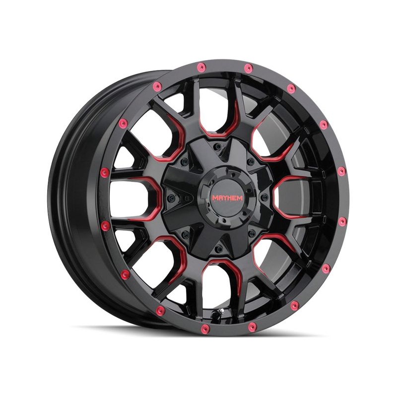 Mayhem Gloss Black & Red Warrior Wheels | RealTruck