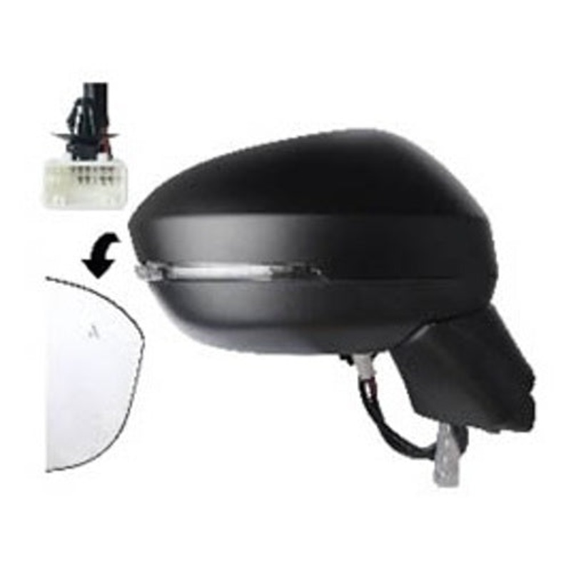 Nissan Qashqai Hatchback 2021-2024 Door Mirror Manual Fold Electric Heated With Blind Spot System No 360 Camera – Primed Cover Driver Side R