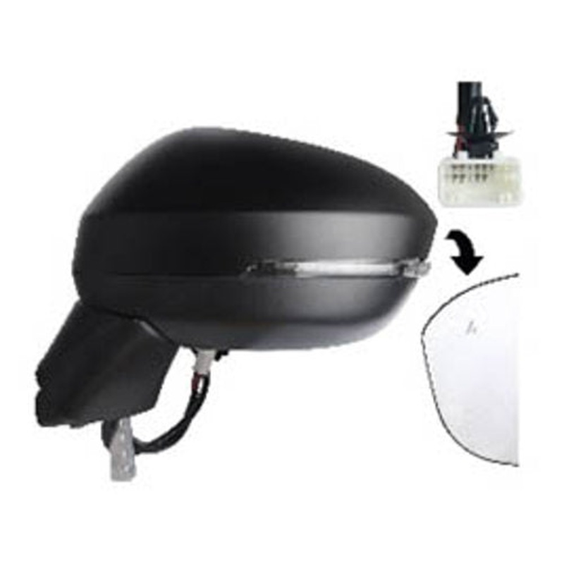 Nissan Qashqai Hatchback 2021-2024 Door Mirror Manual Fold Electric Heated With Blind Spot System No 360 Camera – Primed Cover Passenger Side L