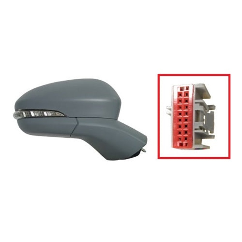 Ford Mondeo Saloon 2019-2022 Door Mirror Electric Heated Manual Fold 16 Hole 6 Pin Rectangular Connector – Primed Cover Driver Side R