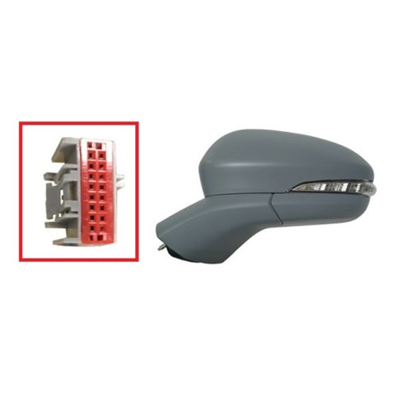 Ford Mondeo Saloon 2019-2022 Door Mirror Electric Heated Power Fold 16 Hole 9 Pin Rectangular Connector – Primed Cover Passenger Side L