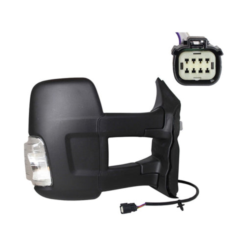 Ford Transit Van 2014-2019 MK8 Door Mirror Manual Not Heated With Clear Indicator Long Arm – Black Cover Driver Side R