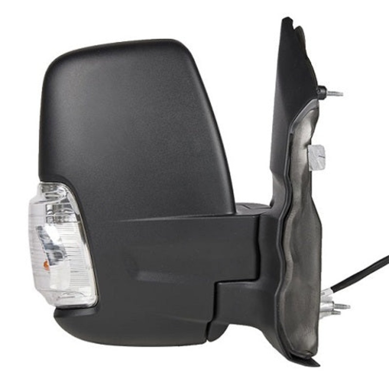 Ford Transit Van 2019- MK9 Door Mirror Electric Heated Power Fold With Blind Spot System 16w Bulb Type Short Arm Connector Type : 12 Hole : 10 Pin – Black Cover Driver Side R