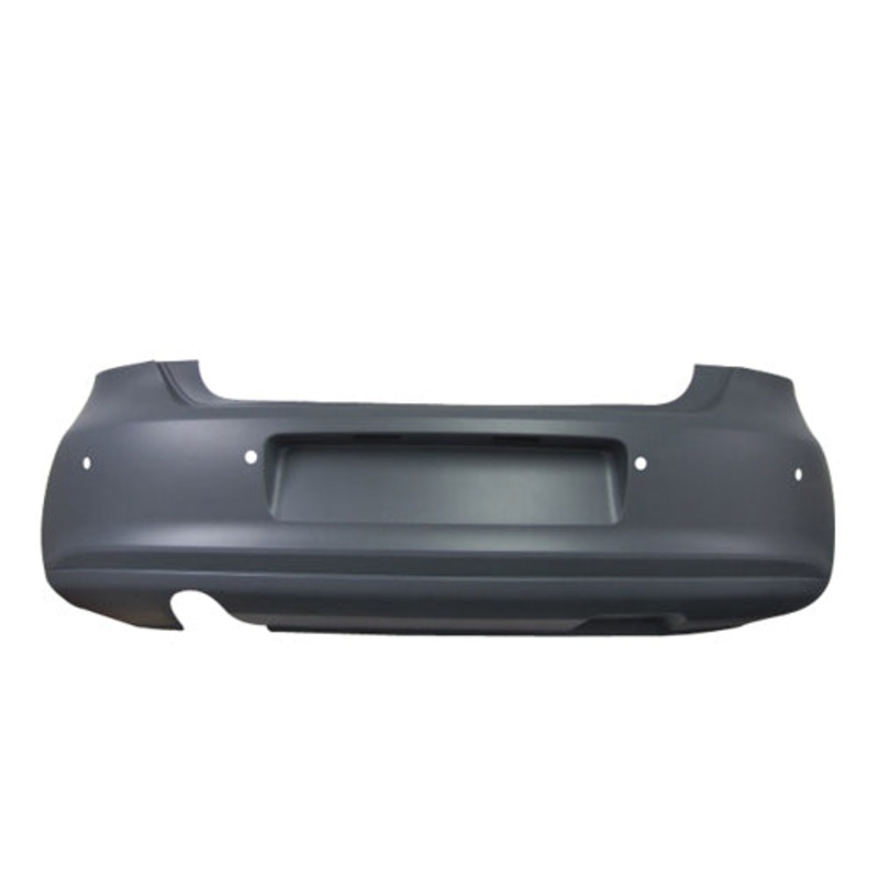 Volkswagen Polo 3 Door Hatchback 2009-2014 Rear Bumper With 4 Sensor Holes With Exhaust Cut Out (Not Bluemotion or R-Line Models) Primed