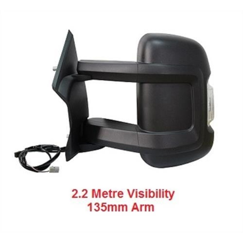 Fiat Ducato Van 2017-2024 Door Mirror Electric Heated Type With Black Cover – No Temp Sensor (Medium Arm – 135mm Long) Passenger Side L