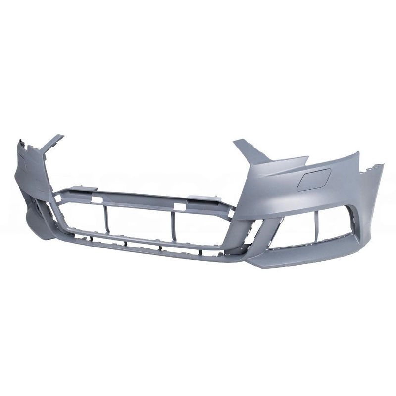 Audi A3 3 Door Hatchback 2016-2018 Front Bumper With Wash Jet Holes No Sensor Holes (S-Line Models With Manual Hinged Wash Jet Covers) Primed
