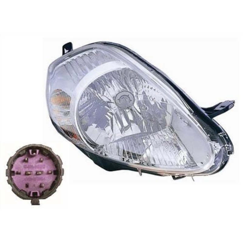 Fiat Grande Punto 3 Door Hatchback 2006-2010 Headlamp 7 Pin 8 Hole Type Standard Models Chrome Driver Side R