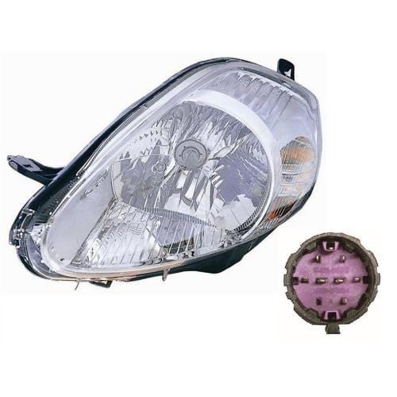 Fiat Grande Punto 5 Door Hatchback 2006-2010 Headlamp 7 Pin 8 Hole Type Standard Models Chrome Passenger Side L