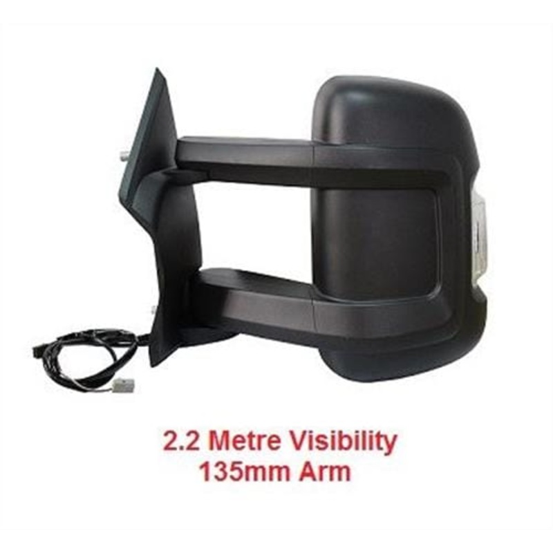 Vauxhall Movano Van 2022-2024 Door Mirror Electric Heated Manual Fold Medium Arm Length 135mm – No Temperature Sensor With Black Cover Driver Side R