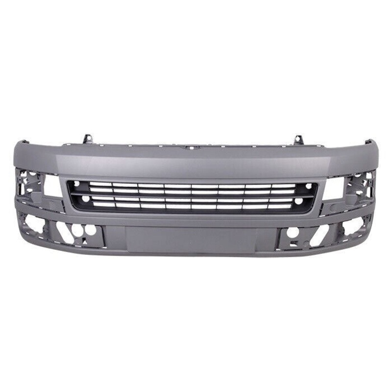 Volkswagen Transporter Van 2010-2015 Front Bumper No Wash Jet or Sensor Holes No Chrome Trim (With Templates To Drill Wash Jet and Sensor Holes) Smooth Primed