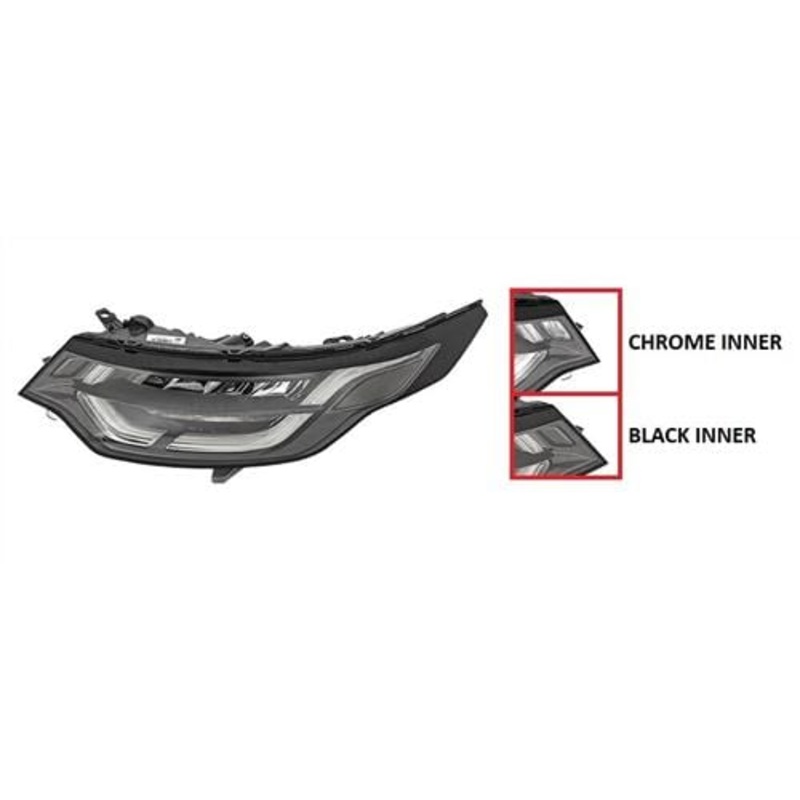Land Rover Discovery Estate 2017- Headlamp LED Type With Adaptive Lighting Black Inner Section Passenger Side L