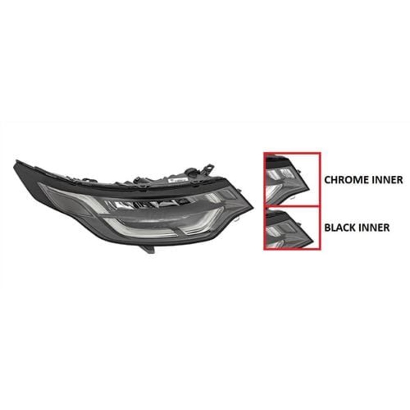 Land Rover Discovery Estate 2017- Headlamp LED Type With Adaptive Lighting Black Inner Section Driver Side R