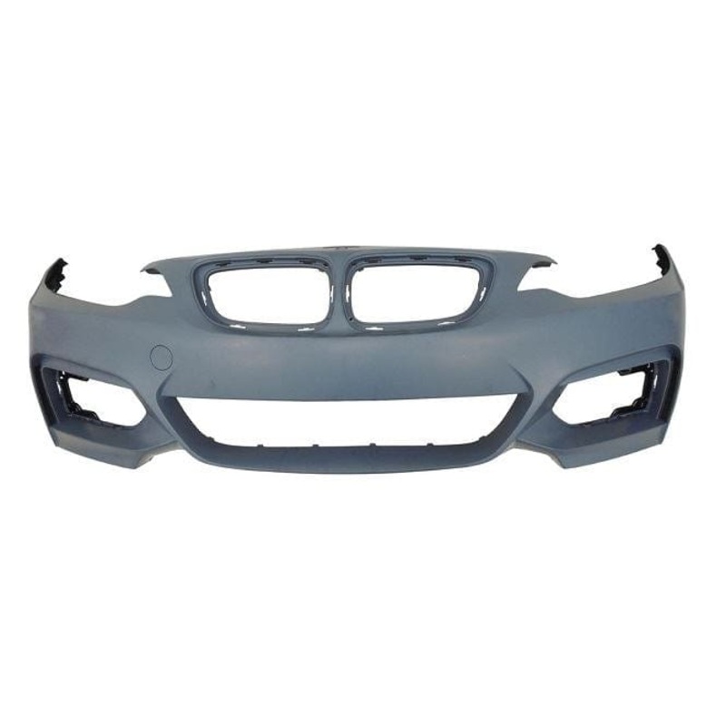 BMW 2 Series Coupe 2017-2021 Front Bumper With Wash Jet Template No Sensor Holes With Sensor Template (M-Sport Models) Primed