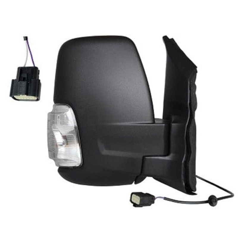 Ford Transit Van 2019- MK9 Door Mirror Manual Not Heated No Blind Spot Assist Short Arm With 16W Indicator Bulb Black Cover Driver Side R