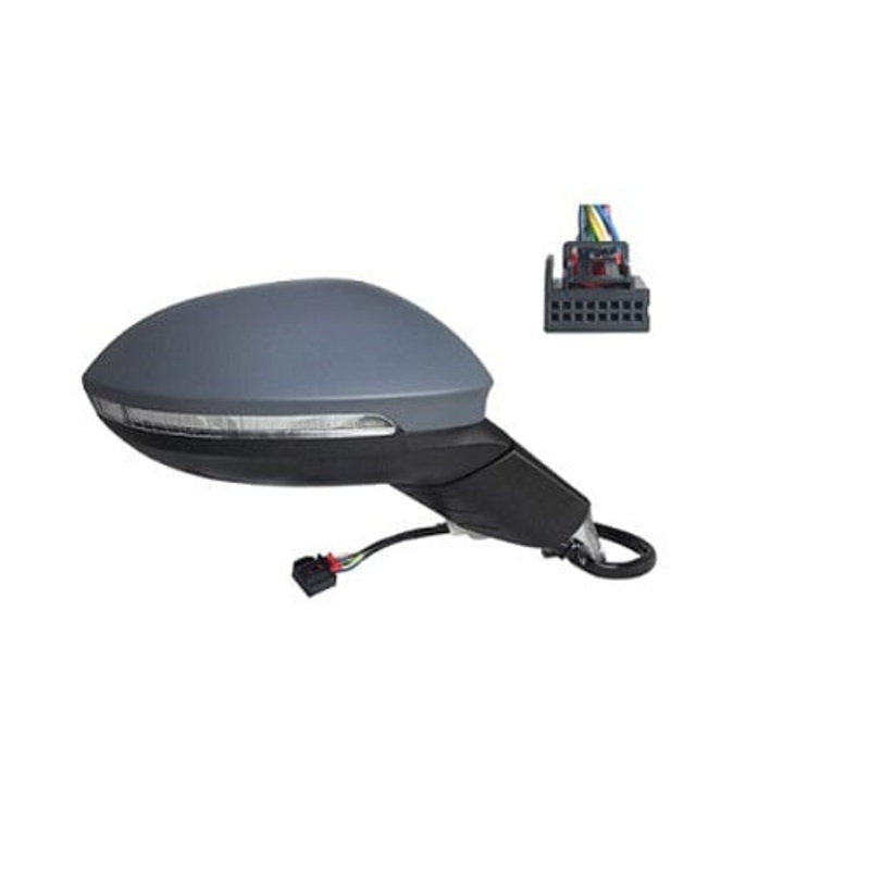 Volkswagen Golf Estate 2020-2024 Door Mirror Electric Heated Manual Fold With Foot Lamp With Memory Primed Cover Driver Side R