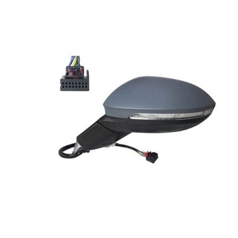 Volkswagen Golf Estate 2020-2024 Door Mirror Electric Heated Manual Fold With Foot Lamp With Memory Primed Cover Passenger Side L