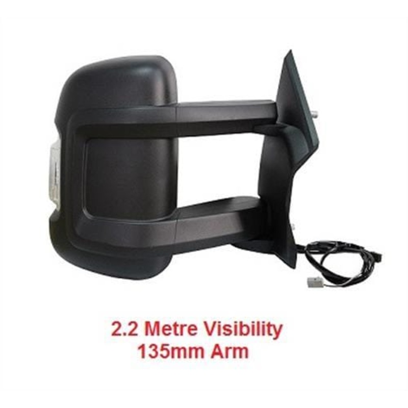 Peugeot Boxer Van 2014-2017 Door Mirror Electric Heated Type With Black Cover – No Temp Sensor (Medium Arm – 135mm Long) Driver Side R