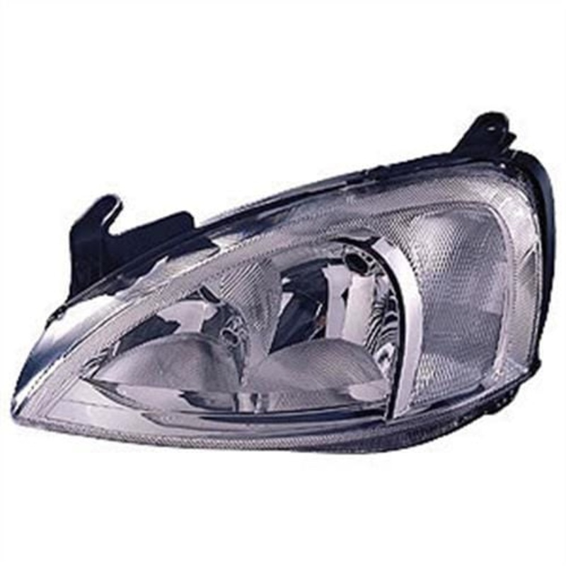 Vauxhall Corsa C 3 Door Hatchback 2001-2003 Headlamp Chrome Type With Pattern Lens Over Indicator Passenger Side L