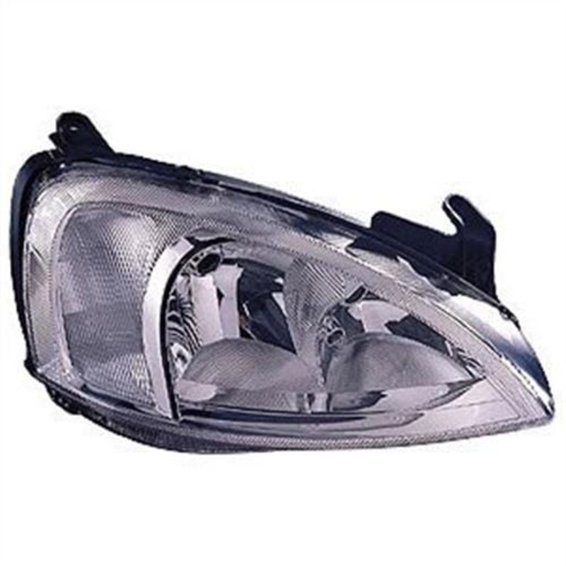 Vauxhall Corsa C 5 Door Hatchback 2001-2003 Headlamp Chrome Type With Pattern Lens Over Indicator Driver Side R