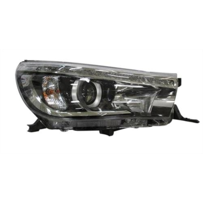 Toyota Hilux Pickup 2016-2020 Headlamp With LED Daytime Running Lamp – Black Driver Side R