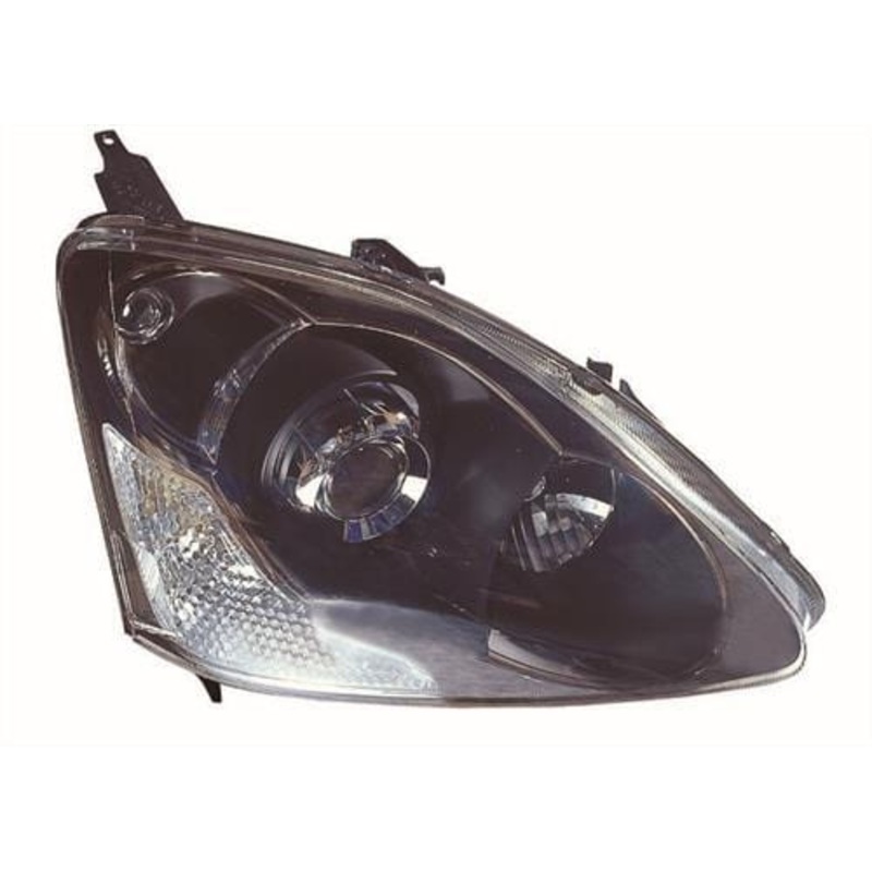 Honda Civic 5 Door Hatchback 2003-2005 Headlamp Black (Type-R & Sport Models) Driver Side R