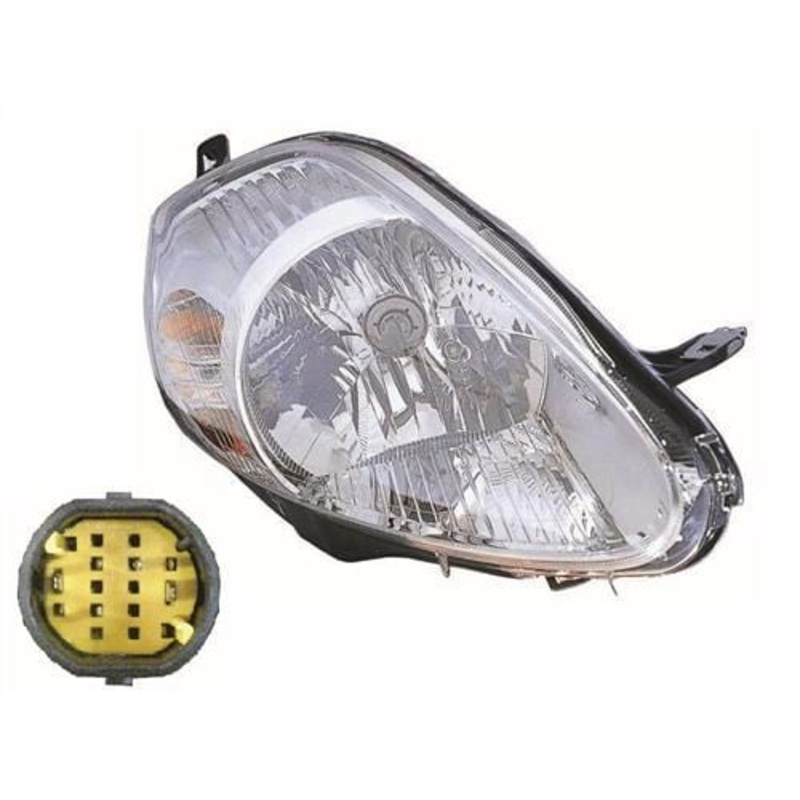 Fiat Grande Punto 3 Door Hatchback 2006-2010 Headlamp Chrome 7 Pin 14 Hole Type (2006-2008) Driver Side R