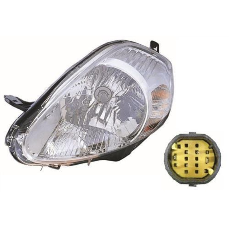 Fiat Grande Punto 3 Door Hatchback 2006-2010 Headlamp Chrome 7 Pin 14 Hole Type (2006-2008) Passenger Side L