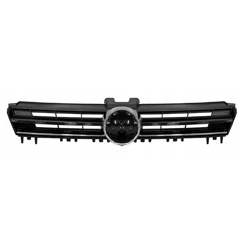 Volkswagen Golf 3 Door Hatchback 2013-2017 Front Grille 3 Bar Open Type With Chrome Badge Surround With Lower Chrome Trim – Gloss Black