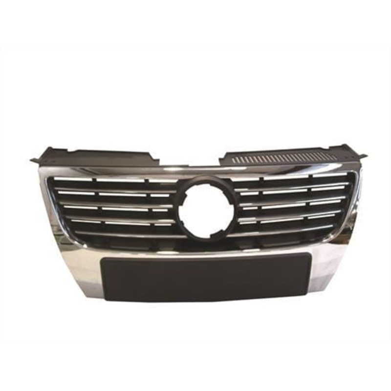 Volkswagen Passat Estate 2005-2010 Front Grille No Sensor Holes – Large Badge Type – Chrome Slat Type (Not R Line Version)