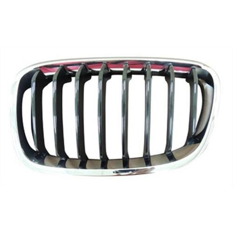 BMW 1 Series 3 Door Hatchback 2012-2015 Front Grille Black 8 Slats With Chrome Surround (Sport Models) Passenger Side L
