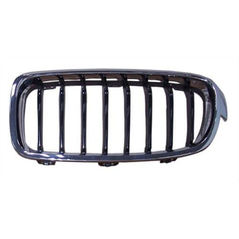 BMW 3 Series 4 Door Saloon 2015-2019 F30 LCI Front Grille Black Slats With Chrome Surround (Sport Models) Passenger Side L