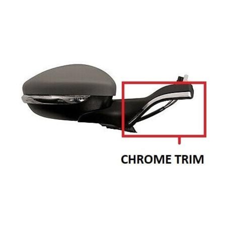 Peugeot 208 5 Door Hatchback 2012-2015 Door Mirror Electric Heated Power Fold Type With Primed Cover (With Chrome Trim Type) Driver Side R