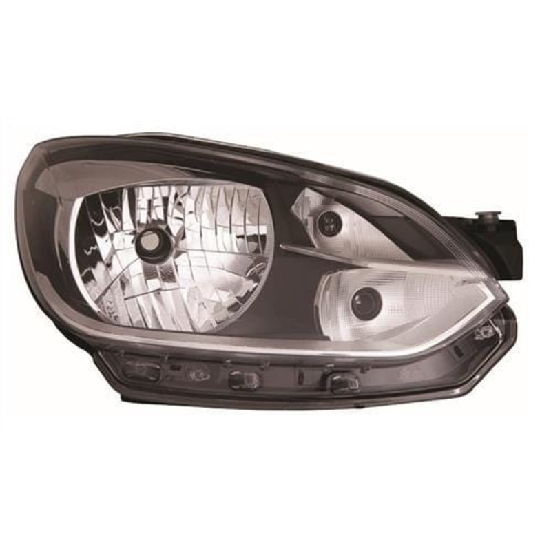 Volkswagen Up! 3 Door Hatchback 2012-2016 Headlamp Halogen H4 With Black Inner With Chrome Trim Driver Side R