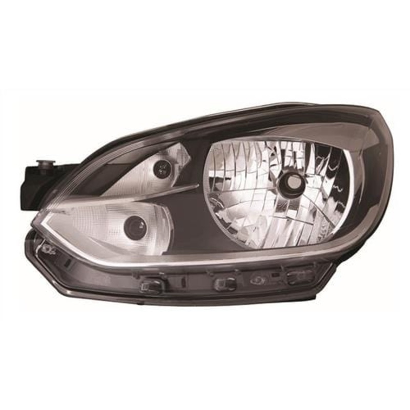 Volkswagen Up! 5 Door Hatchback 2012-2016 Headlamp Halogen H4 With Black Inner With Chrome Trim Passenger Side L