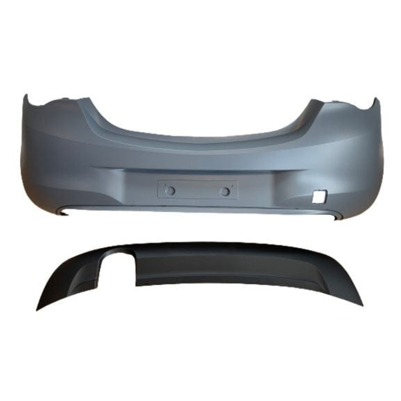 Vauxhall Corsa E 3 Door Hatchback 2015-2020 Rear Bumper With Template for Sensors, Park Assist and Camera Holes If Required – Includes Separate Spoiler – Primed